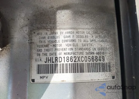 1999 Honda Cr-V Ex z USA, uszkodzony, nr VIN JHLRD1862XC056849
